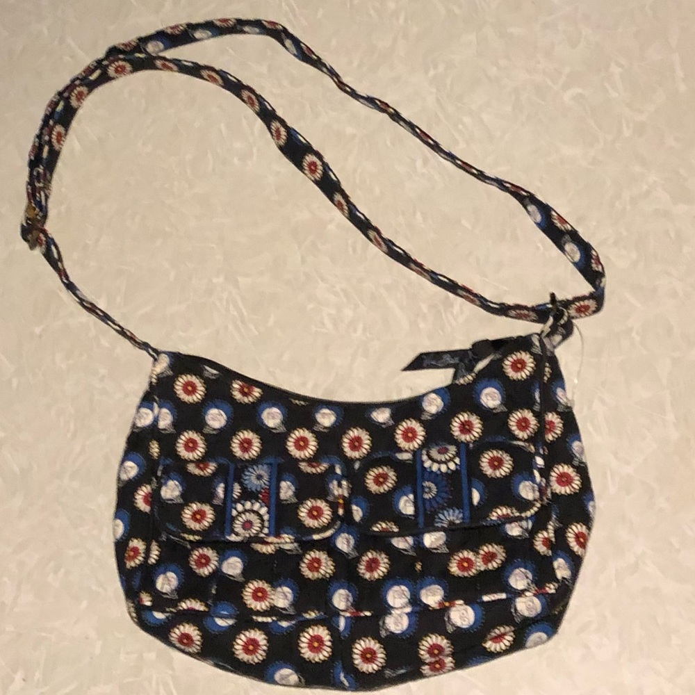 Vera Bradley Navy Owls Quilted Canvas Crossbody Hobo Bag 12”x3”x6”